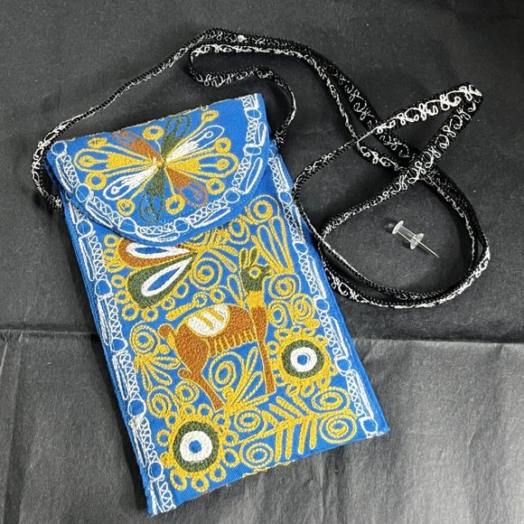 Lama Women's Multicolor Cotton Embroidered Crossbody Strap Shoulder Purse - Picture 1 of 3